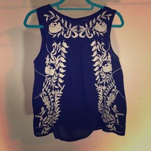 Blue and cream lucky brand tank top